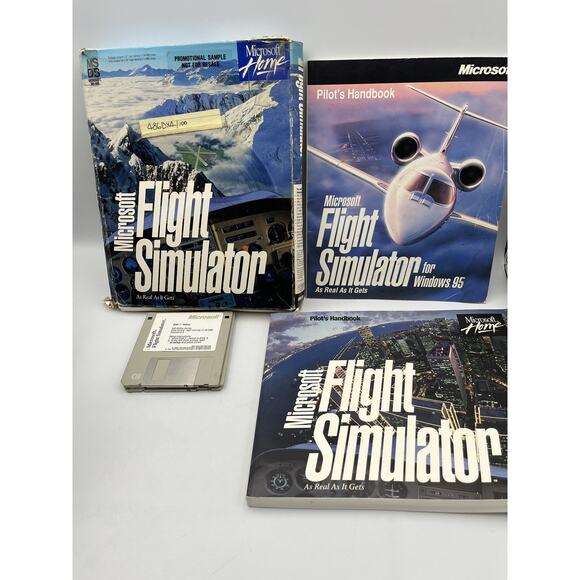 Microsoft Flight Simulator MS-DOS Floppy Disk Complete In Big Box 1993 Big Box - Picture 6 of 12